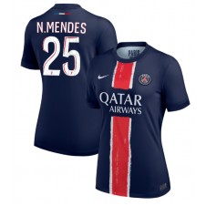 Paris Saint-Germain Nuno Mendes #25 Hjemmedrakt Kvinner 2024-25 Kortermet